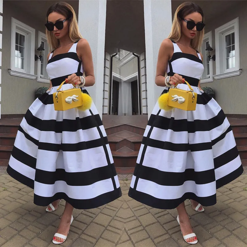 Casual Dresses Women Elegant Off Shoulder Long Party Dress Summer Standed Print Sleeveless Fashion Chic A-Line Suspender Beach