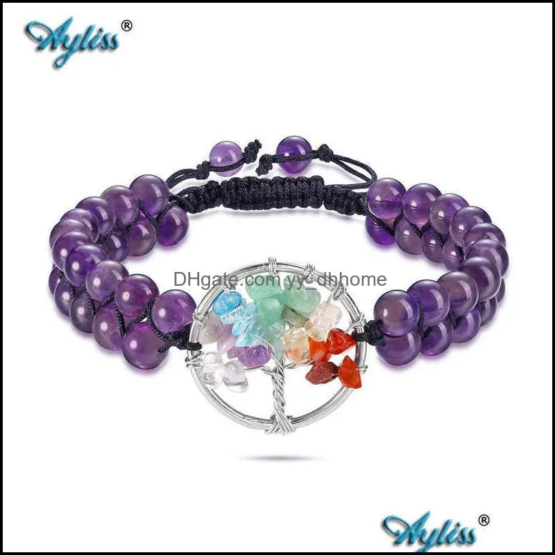 Ayliss 7 Chakra Bracelets for Women Men Natural Healing Crystals Stones Tree of Life Jewelry