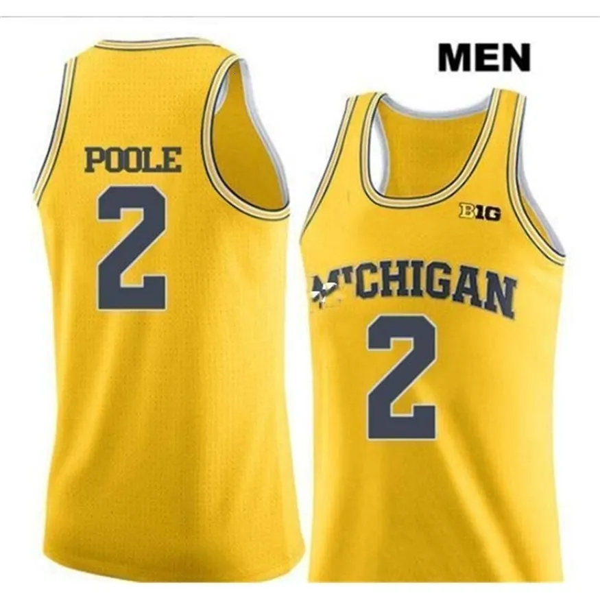 Nikivip Custom xxs-6xl Vintage Men Michigan Wolverines J. Poole # 2 College Real brodery Jersey Taille S-4xl ou personnalisé tout nom ou numéro de numéro