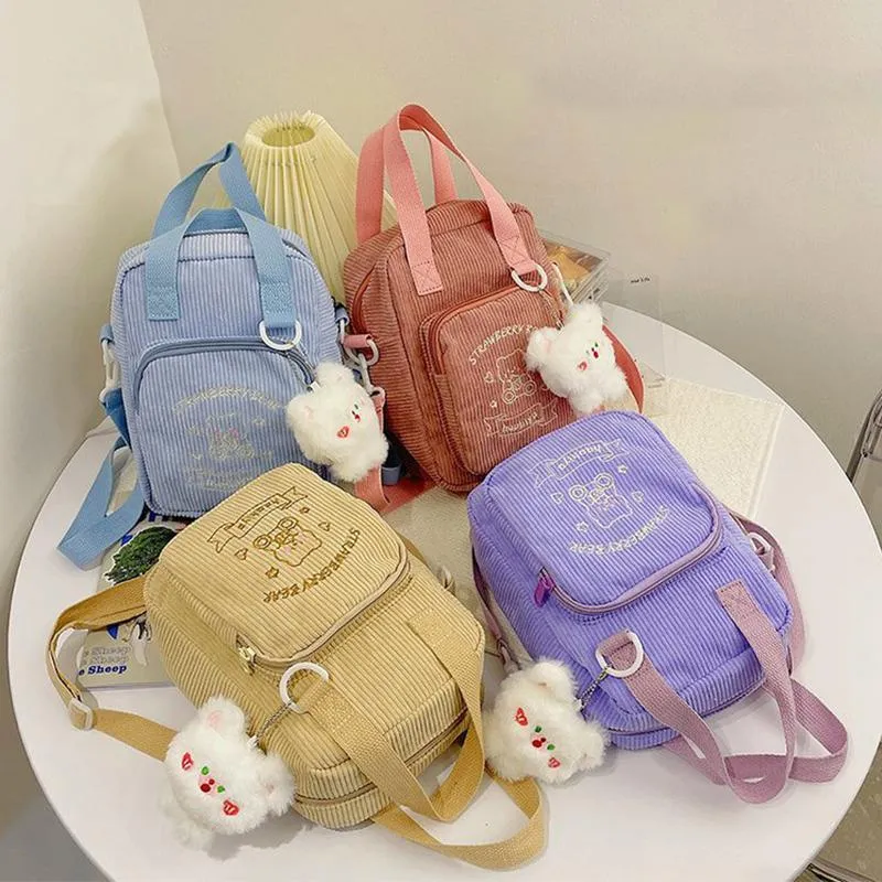 Evening Bags Mini Corduroy Shoulder For Girlls 2022 Designer Handbag Shopper Cartoon Embroidered Can See The Phone Screen Crossbody