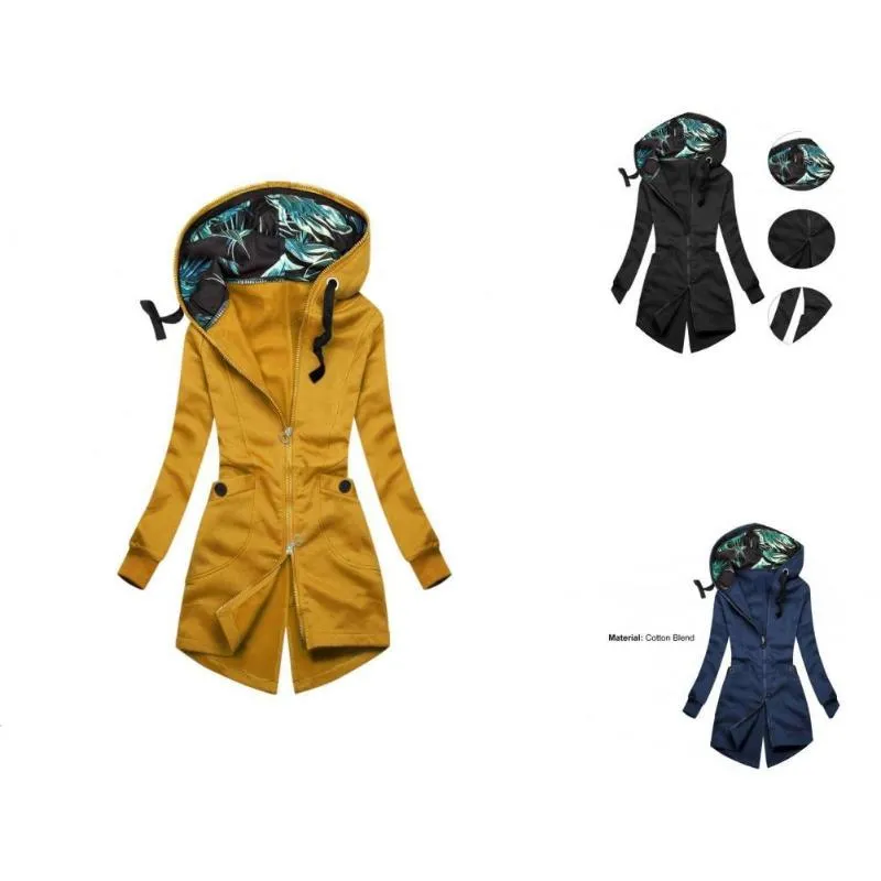 Damenjacken, weiblich, lässig, reine Farbe, asymmetrischer Mantel, geteilter Kapuzenpullover, mittellang für Party