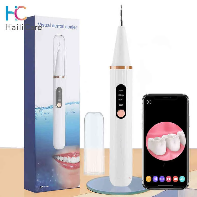 Visual Electric Teeth Cleaner Ultrasonic Dental Calculus Stain Remover Oral Tooth Plaque Tartar Scaler LED Whitening Tools 220713