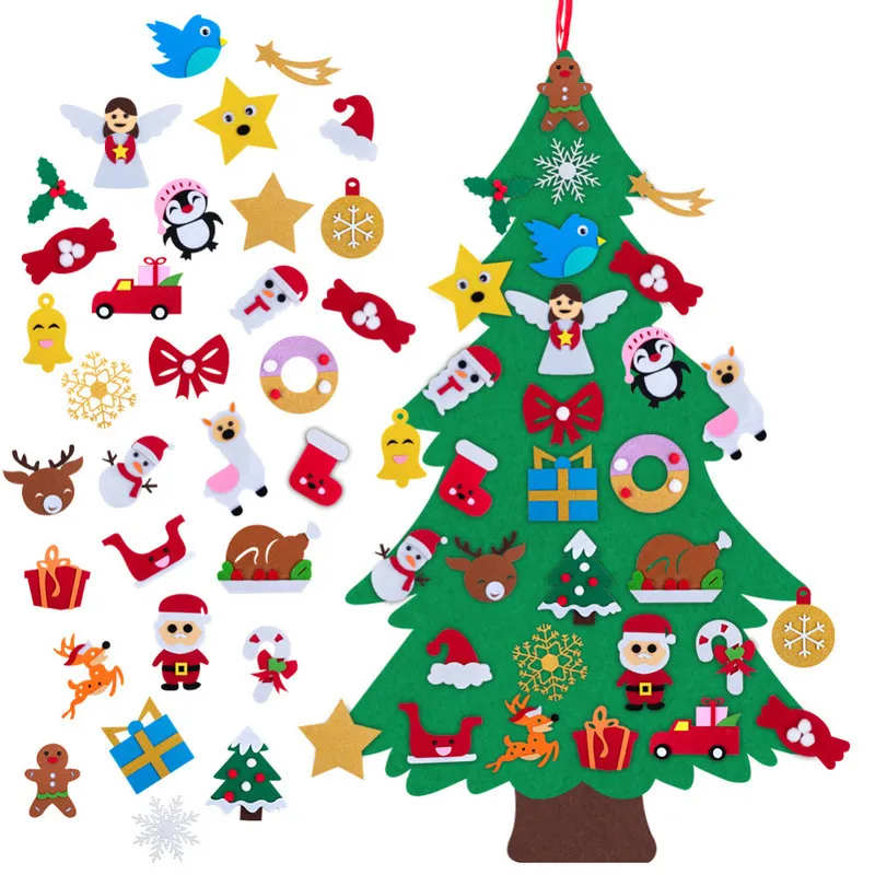 diyフェルトクリスマスツリー装飾品の年ギフトキッズおもちゃ人工ドアウォールハンギングデコレーションy20102020202020