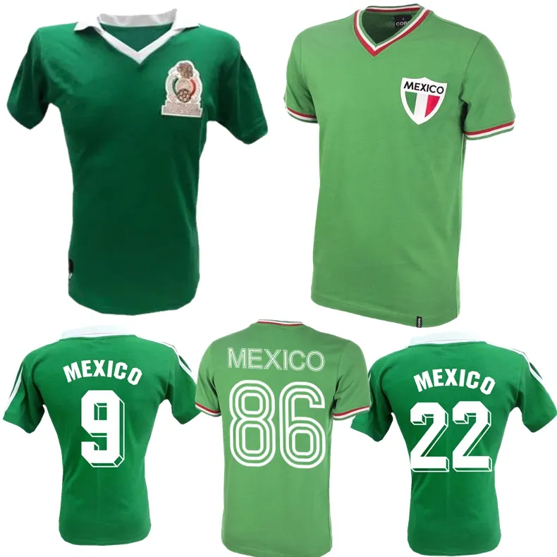 Coupe du monde 1986 Mexique maillot de football rétro 86 Mexique 1980 équipe nationale pele Hugo Sanchez Negrete 80s chemise de football vintage classique