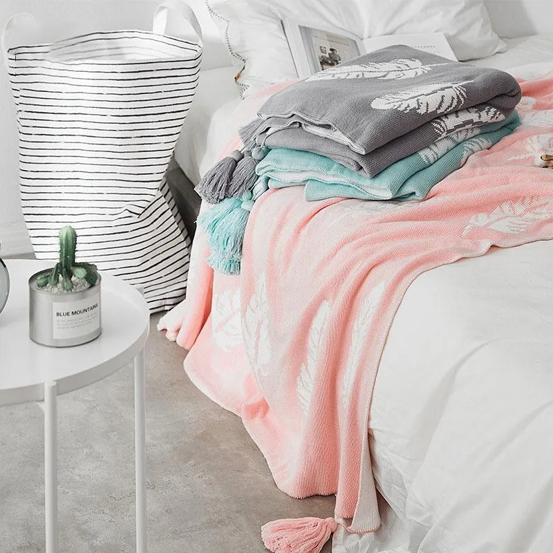 Battaniye örme pamuklu tüy battaniye 130 160cm havlu kanepe atış klima kapağı yatak şekerleme yatak örtüsü dekorasyonblanketler