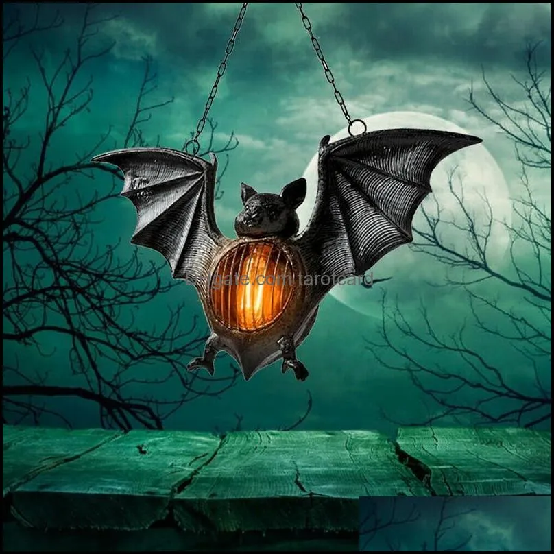 Party Decoration Halloween Led Lantern Hanging Bat Flameless Lamp Outdoors Garden Tree Decorations Drop Delivery 2021 Event Supplies Festi