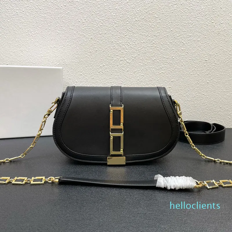 2022 new fashion Chain Crossbody Shoulder Bag Saddle Handbag Fashion Cowhide Leather Lady Clutch 2 Straps top quality