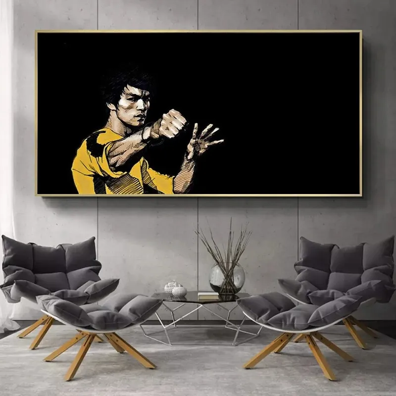 Classical Bruce Lee Kung Fu Superstar Canvas Pintura Cartaz Impressa Imagens digitais de arte de parede para sala de estar Decoração de casa Cuadros