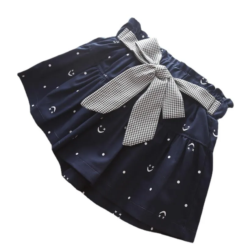 Shorts Summer Children Kids Girls Skirts Skorts Bowknot Waistband Cotton For Fashion Clothing