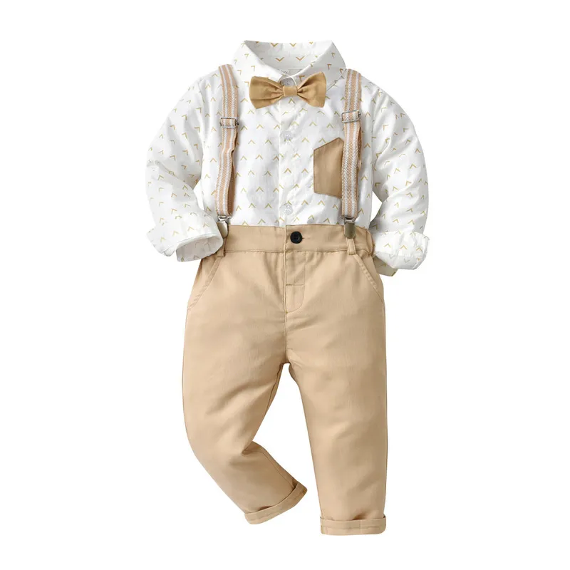 Bow Tie Baby Boy Pant Sets Boy Suspender And Bowtie Outfit, 2Pcs