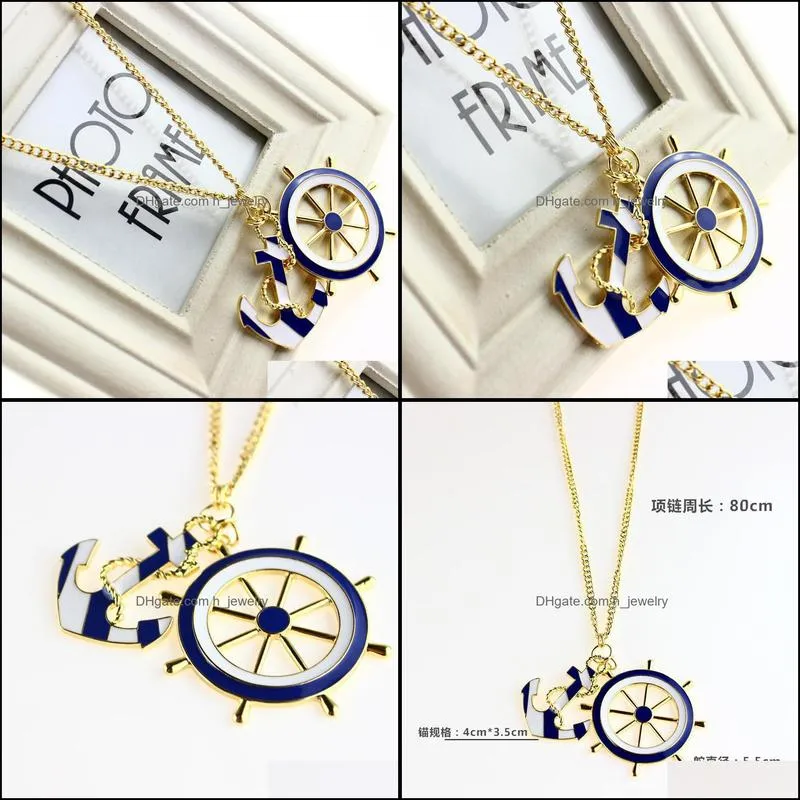 necklaces pendants for women texture blue navy style anchor exaggerated personality pendant statement necklace hjewelry