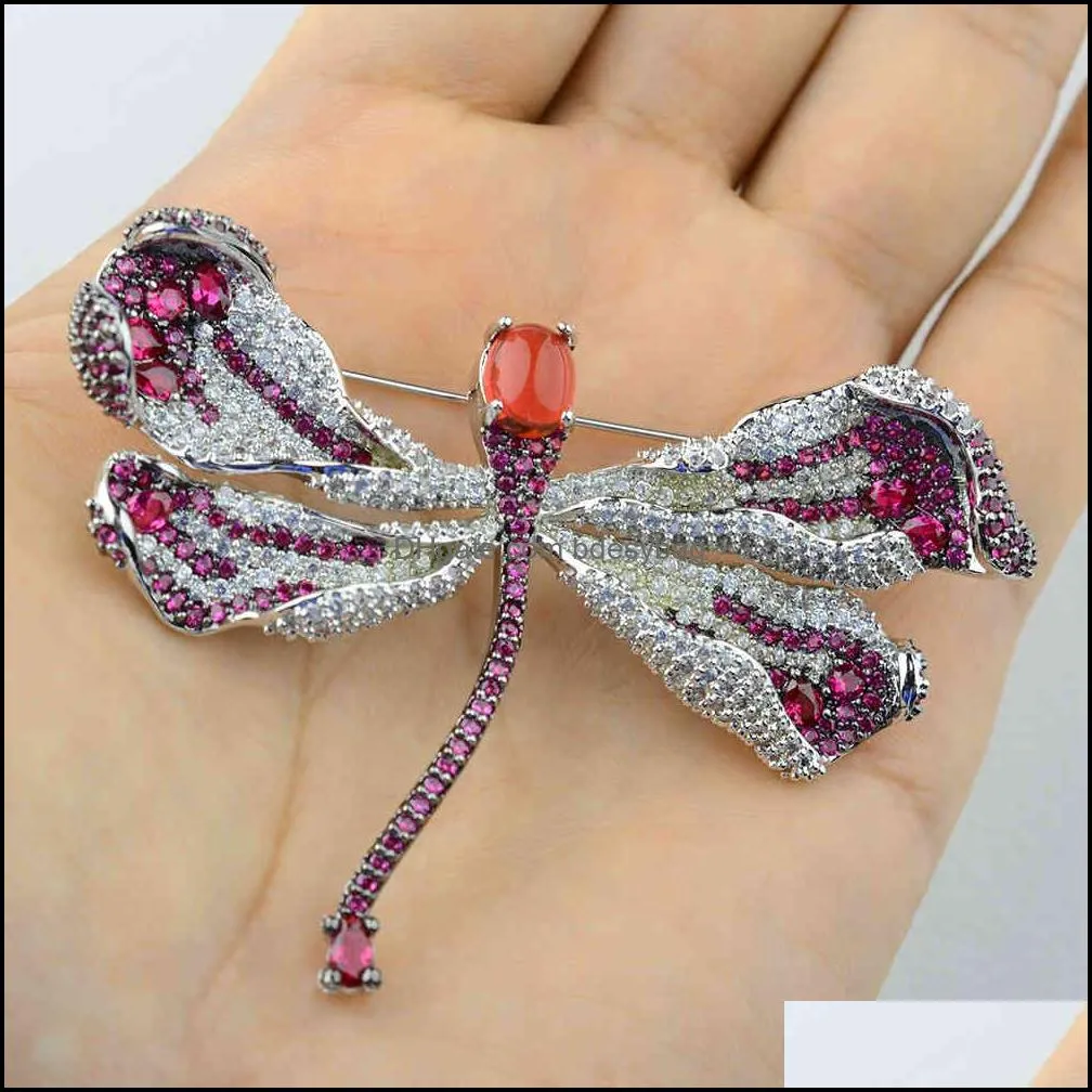 red/blue/green cubic zirconia micro pave butterfly brooch pin