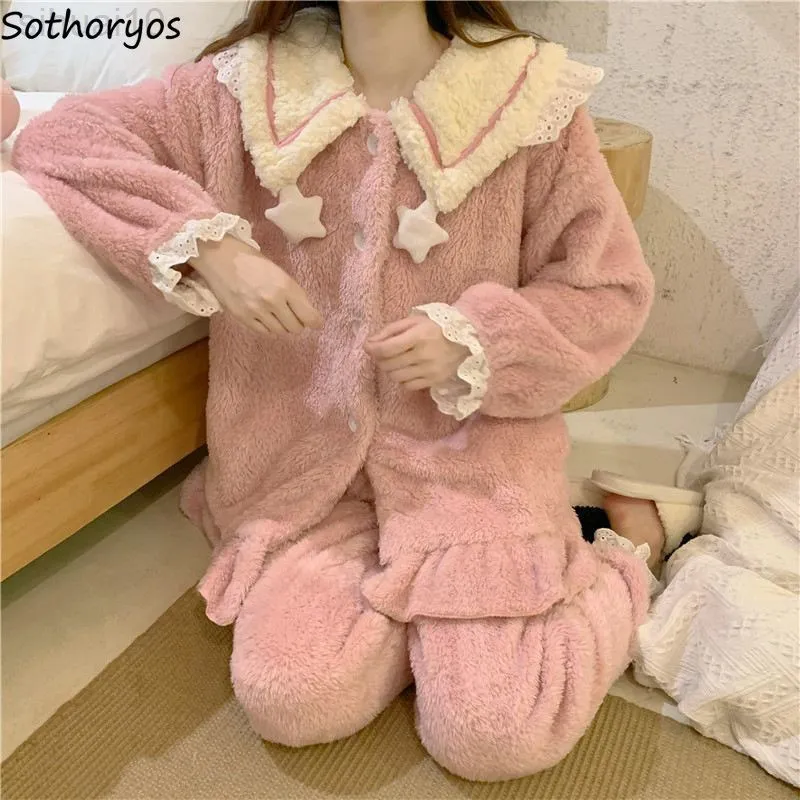 Save Big on Bulk Woman Flannel Pyjamas Warm Womens Fleece Pajamas Set Cute  Winter Pyjama Set For Women, Soft Plush Thermal Loungewear, Starry Night