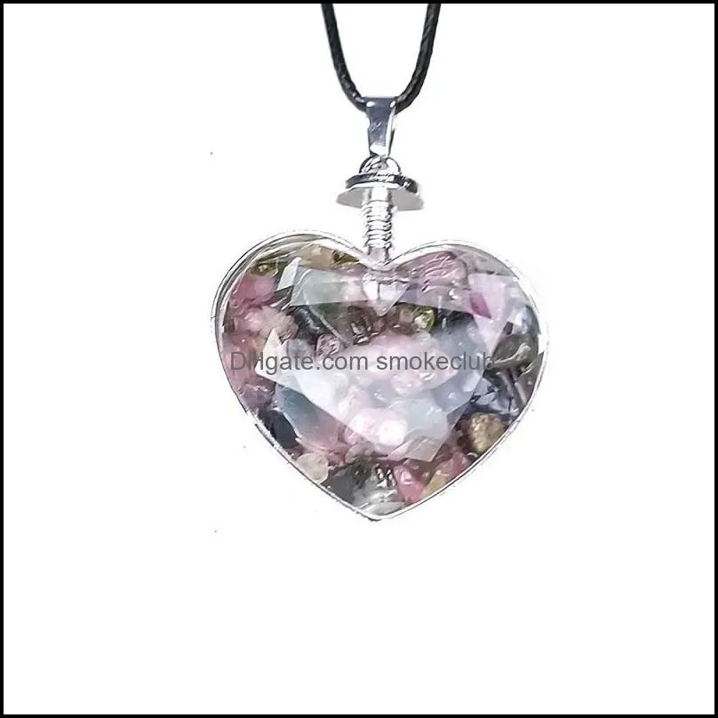 Love Pendant Arts Natural Rough Stone Gravel Polished Pendants Healing Crystal Mineral Peach Heart Necklace