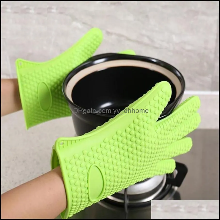 Arts and Crafts Kitchen Microwave Oven Baking Gloves Thermal Insulation Anti Slip Silicone Five-Finger Heat Resistant Safe Non-toxic gloves 50