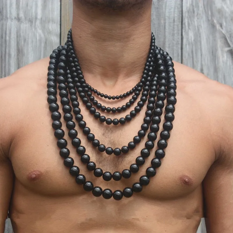 Handmade Round Black Stone Beaded Chain Necklace For Men Trendy And Simple Fashion Mens Jewelry Gift From Beauty li 1 017.47 DHgate.Com