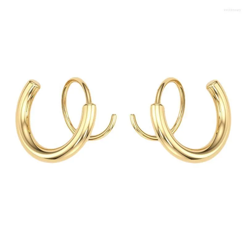 Hoop & Huggie 2pcs Spiral Double Hoops Twisting Earrings Stud Ear Climber EarringsHoop HoopHoop Kirs22