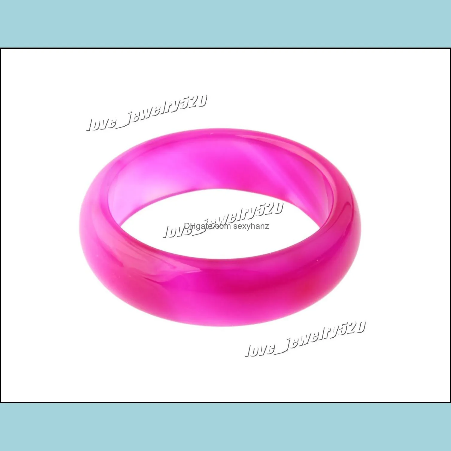 new beautiful smooth roseo round solid jade/agate gem stone band rings 6 mm - great value 20pcs lots