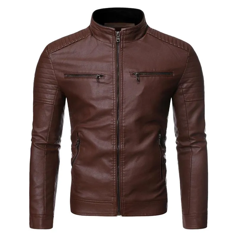 Men's Jackets Jacket Casual Collar Stand Coat Winter Leather Motorcycle Coats & Veste Homme