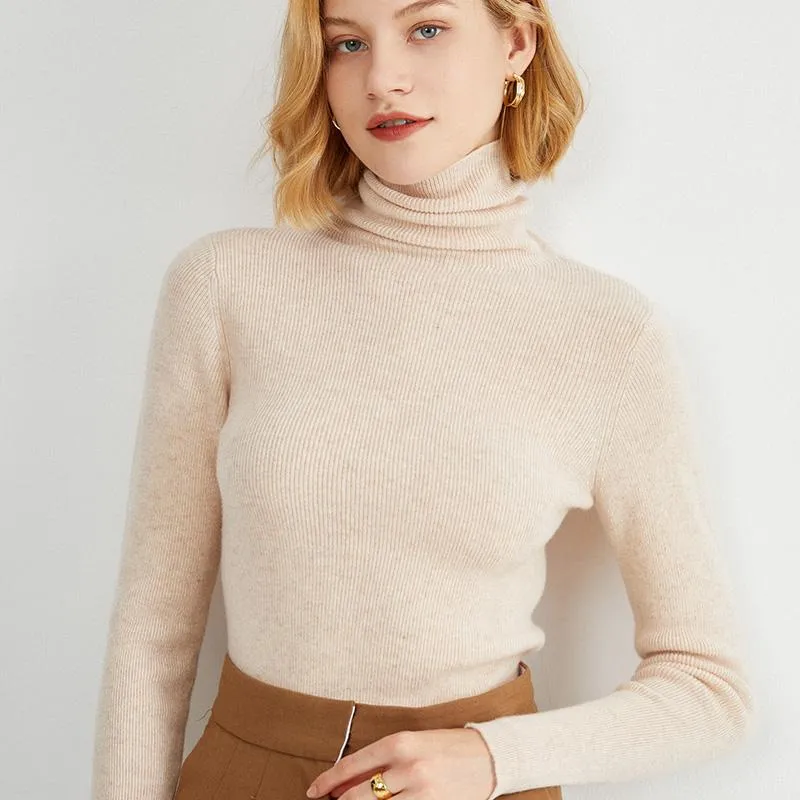 Kvinnors tröjor Turtleneck Cashmere Sweater Women Winter Jumpers Stick Kvinnlig långärmad tjock tät pullovervinnor