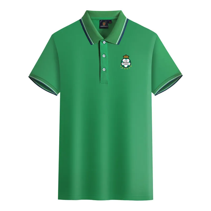 Club Santos Laguna Herren- und Damen-Poloshirts aus mercerisierter Baumwolle, kurzärmeliges Revers, atmungsaktives Sport-T-Shirt. Das Logo kann individuell angepasst werden