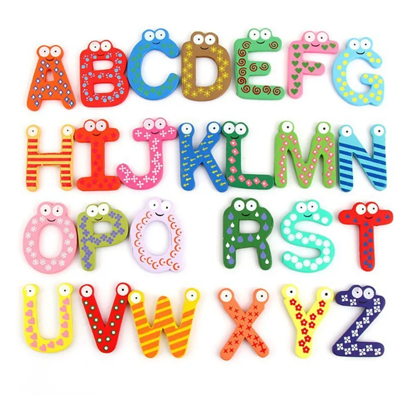 26 Lettres Enfants Alphabet Réfrigérateur Aimant Dessin Animé Enfant Jouet Éducatif Mode Autocollants