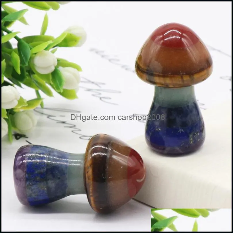 mini mushroom statue natural stone carved decoration rose quartz healing crystal gift room ornament fish tank decoration