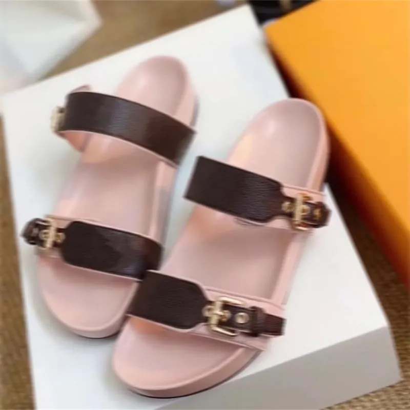 Slippers BOM DIA FLAT MULE 1A3R5M Cool Effortlessly Stylish Slides 2 Straps with Adjusted Gold Buckles Women Summer. 35-46m Men andwomen alike size 35-40