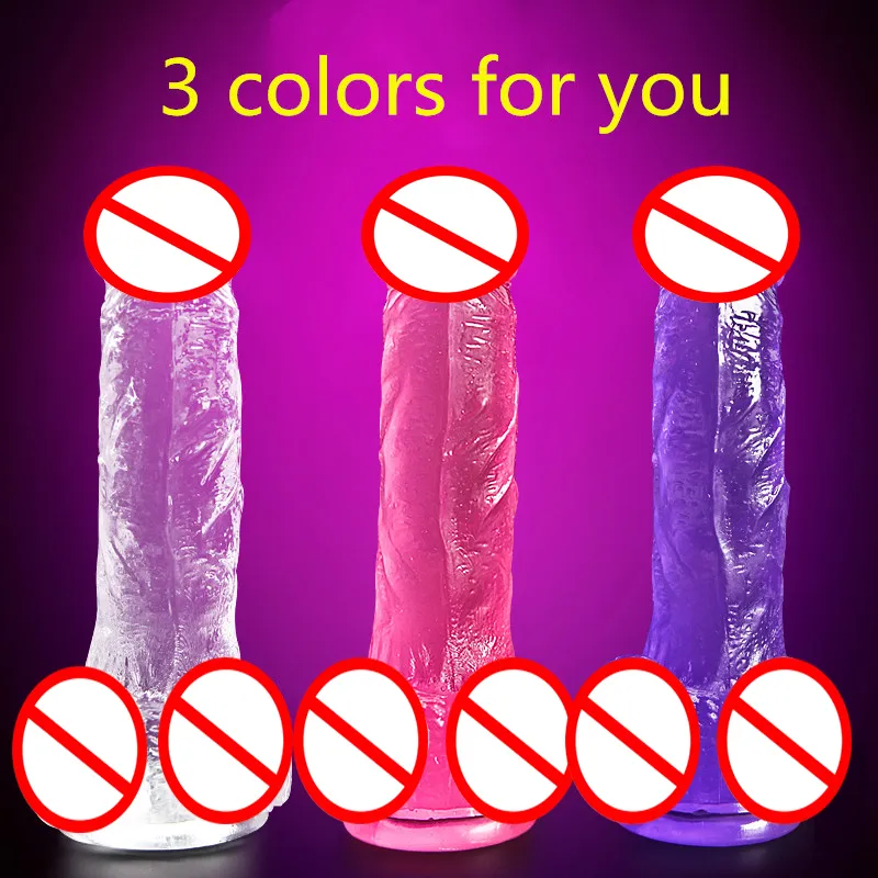 Realistische dildo Jelly Crystal Dildo's voor vrouwen met sterke zuignap Flexibele lul Anale vaginale G-spot sexy speelgoedvrouw