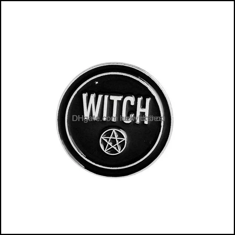 Punk Witch Coffin Book Round Black Brooch Pins Brooches Luckyhxshop Dark Series Retro jllnOX