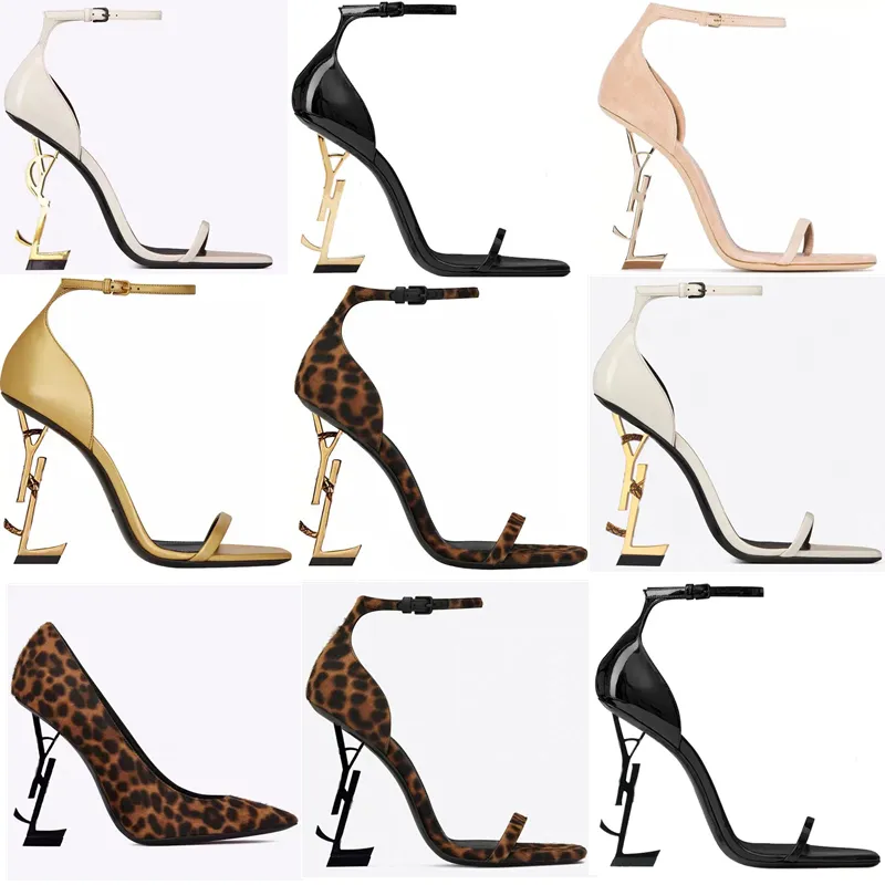 Designer High heeled Shoes Fashion Metal Leather Sandals with Temperament Wedding Banquet Party Women Shoes