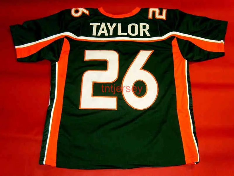 CHEAP CUSTOM SEAN TAYLOR MIAMI HURRICANES GREEN JERSEY or custom any name or number jersey