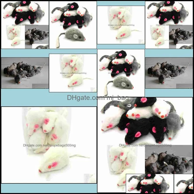 Pet Supplies Home & Garden Real Rabbit Fur For Cat Toys Mouse With Sound High Quality 1Pc Mix Color Drop Delivery 2021 Hu01D