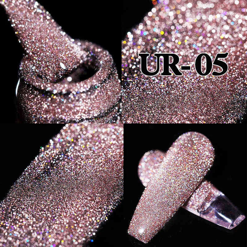 Nail Gel Toy 7 5ml Rosa Reflekterande Glitter Polsk Silver Lila Sequins Söt av UV Art Manicuring 0328