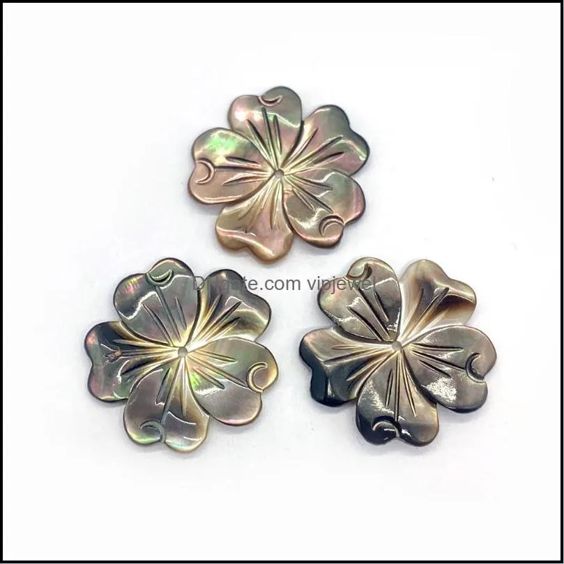 charms elegant natural mother-of-pearl flower necklace pendant black yellow sea shell bohemian jewelry diy making accessories