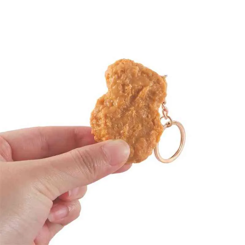 AUEAR 4-Pack Fake Food Keychain - Imitation Fries, Chicken Nuggets, Fried Chicken Leg Key Rings