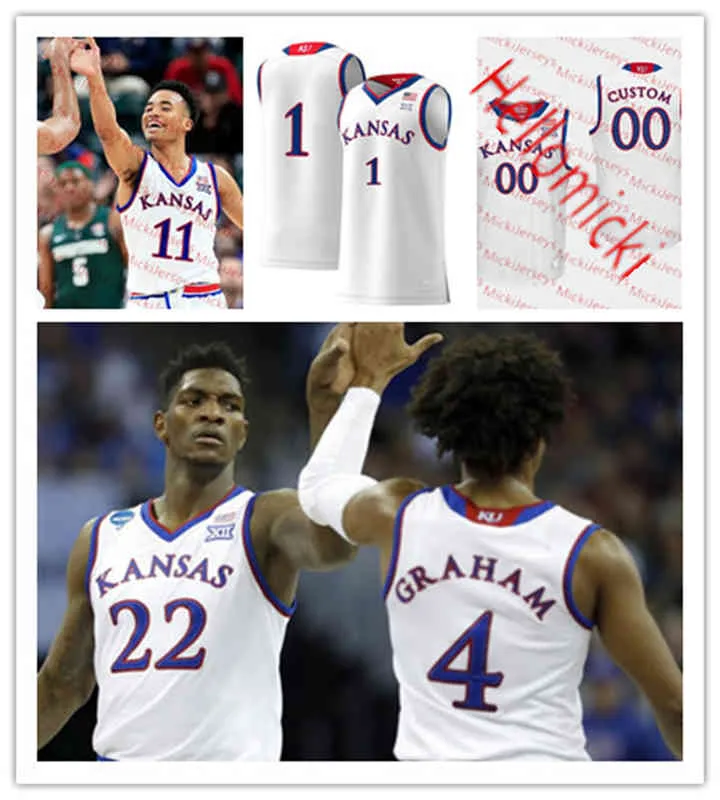 Xflsp College Custom KU Kansas Jayhawks Stitched College Basketball Jersey Jalen Coleman-Lands Zach Clemence KJ Jr. Dajuan Harris Bobby