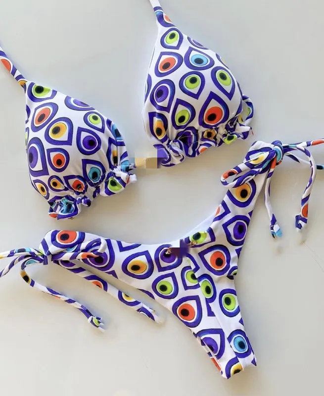Brazylijski podzielony drukowany strój kąpielowy seksowny trójkąt Trójkąt Bikini Kobiet Kąpiel 220602