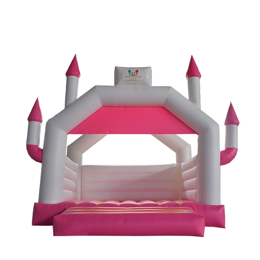 PVC Pink Princess Inflatable Bouncy Castle Moonwalks Jumping Bouncer Wedding White Bounce House For Kids Play