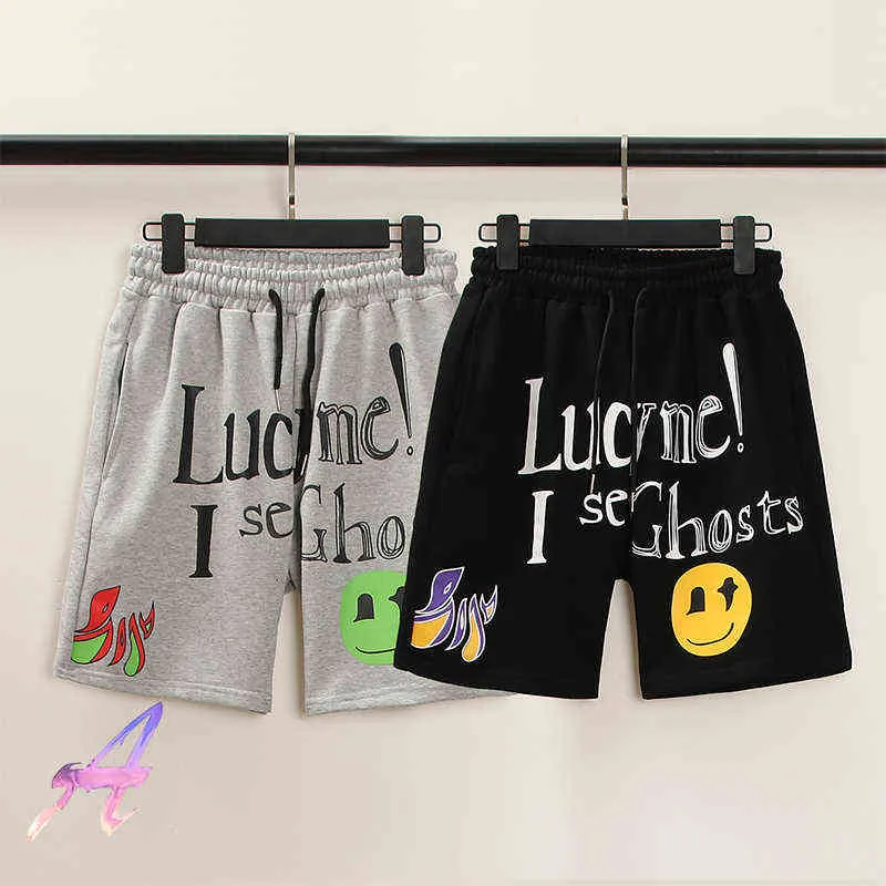 Heren shorts Summer Terry Shorts Hoge kwaliteit Kid See Ghosts Graffiti Print Shorts Otensize heren dames casual losse broek T220825