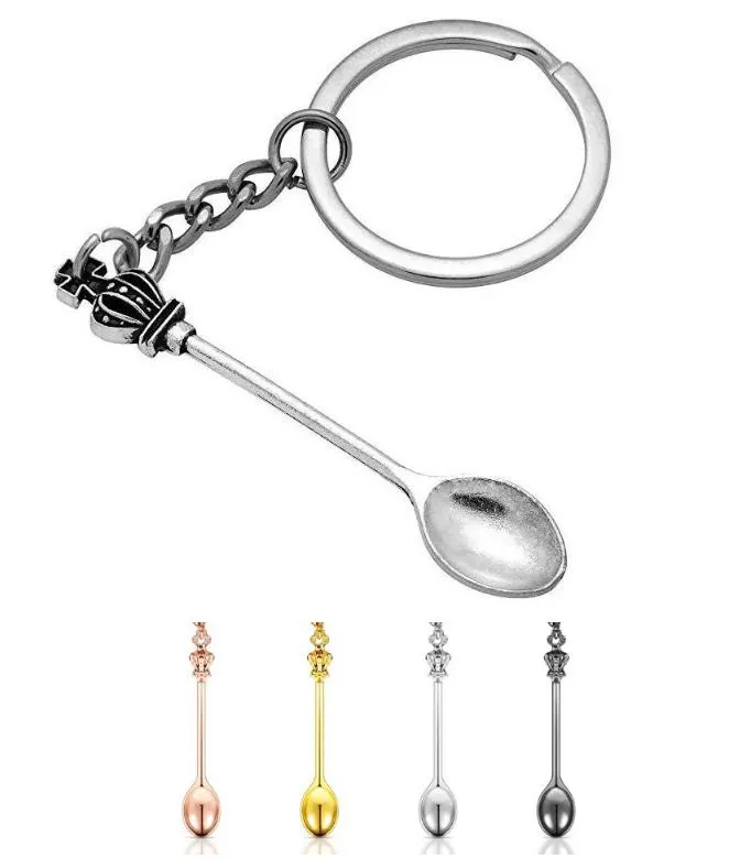 Mini Crown Spoon Keychain Smoking Accessories Dab Wax Hand Tools Dabber Snuff Snorter Sniffer Powder Necklace Scoop