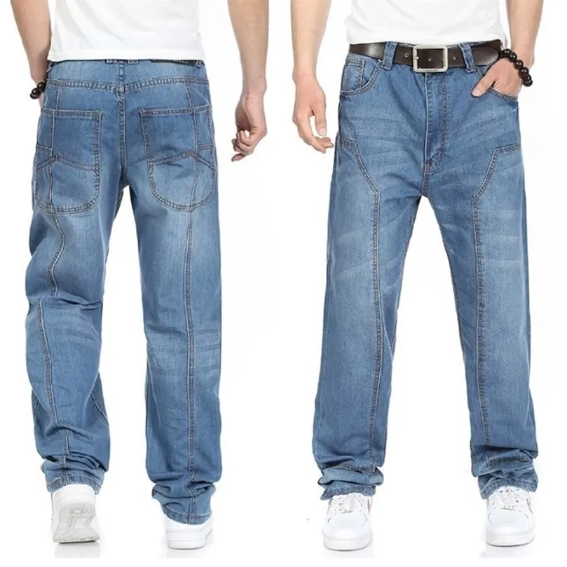 Casual Large Size Jeans Herren Plus Dünger zur Steigerung der Individualität Mode Hip-Hop Jeans Loose 210318