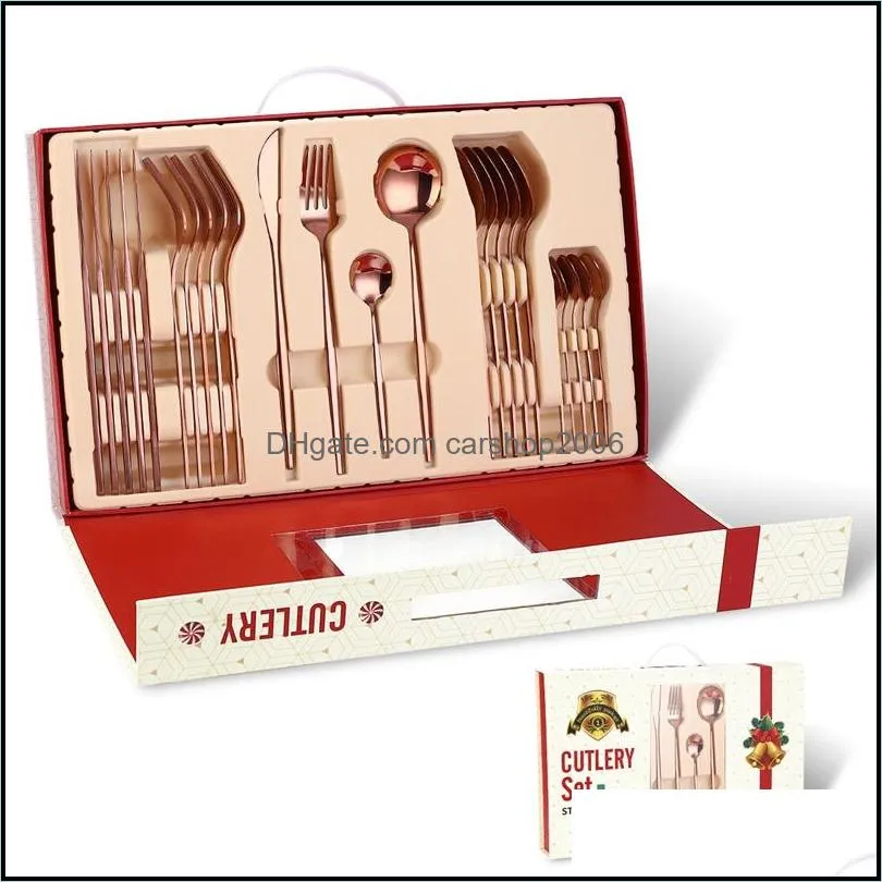 merry christmas tableware set 24 pieces christmas gifts dinnerware knife fork spoon set tableware cutlery christmas decorations vt1834