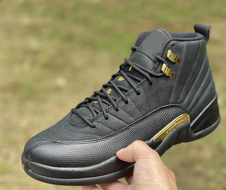 Top Quality 12 Black Taxi Mens Basketball Shoes Real Carbon Fiber Gold