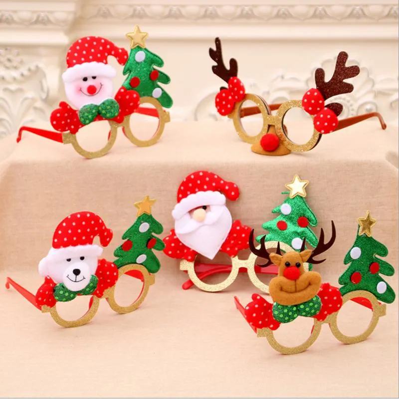 Julekorationer nyhet Santa Snowman Xmas Glasses Frame Decoration Barn Vuxen Present Pendant Ornament