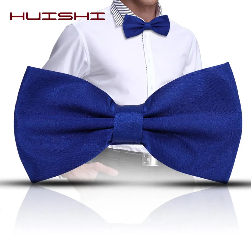 Huishi Bow Tie Men Solid Bowties Black Bowtie Gold Red Green Pink Blue White Classic Ties Shirt Accessories