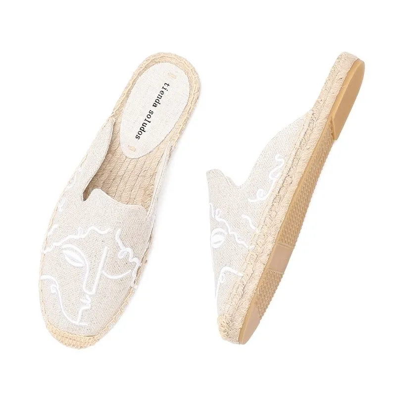 Tienda Soludos Espadrilles Slippers for Flat Real Special Special Special Spect Summer Rubber Print Женская обувь мулы Pantufa Y200624