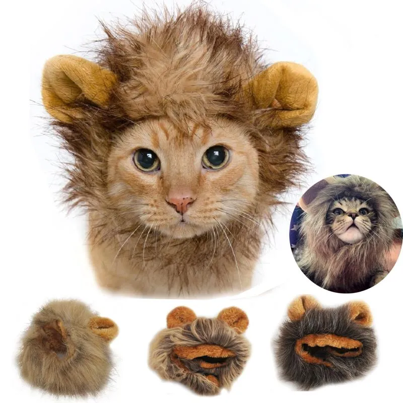 Dog Apparel 1pc Pet Cat Cute Funny Hats Doggy Lion Hat Puppy Mane Caps Grooming Costume Accessories Pets SuppliesDog