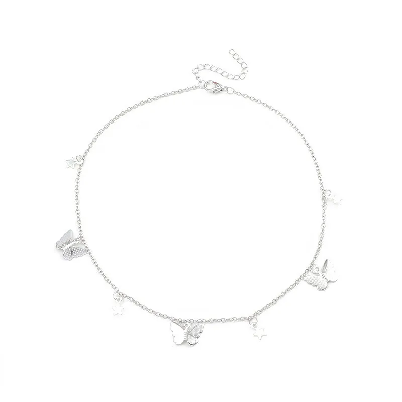 Dainty Star Butterfly Ketting Voor Mode Vrouwen Goud Zilver Kleur Ketting Dun Hanger Choker Vrouwelijke Party Sieraden Meisjes Geschenken