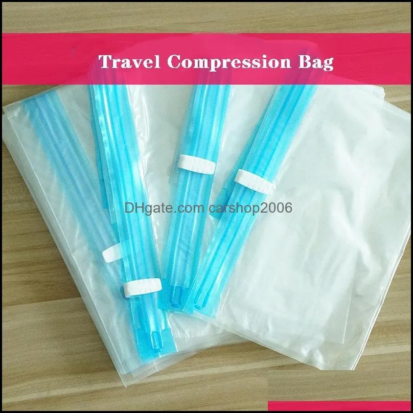 Travel Organizer Bag Vacuum Compression Storage bag Foldable Seal Clear Plastic Bags 5 Sizes No Need Pumping Air